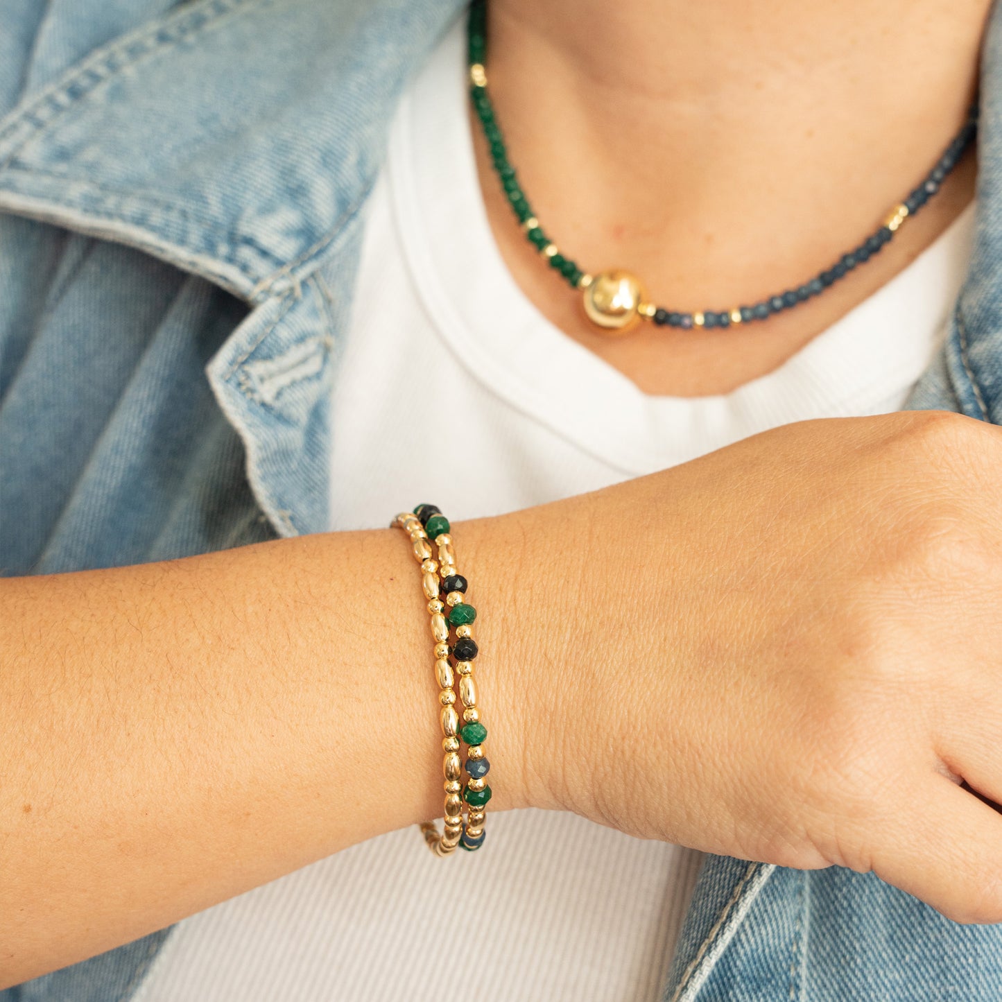 Set Pulseras Zafiro y Esmeralda