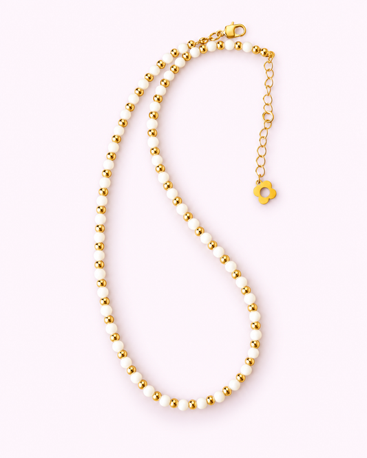 White and Gold Choker Necklace